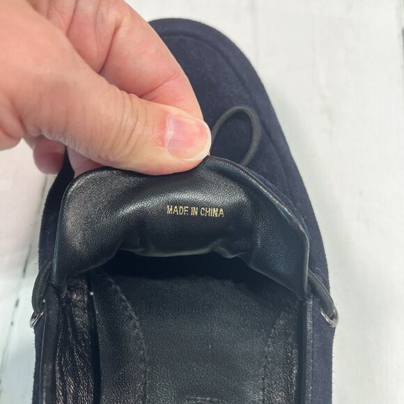 Prada Calzature Donna Blue Suede Toggle Vintage Driving Shoes #3D5244 Sz: 37 - Picture 9 of 10